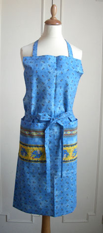 French Apron, Provence fabric (Marat Avignon / tradition. blue)